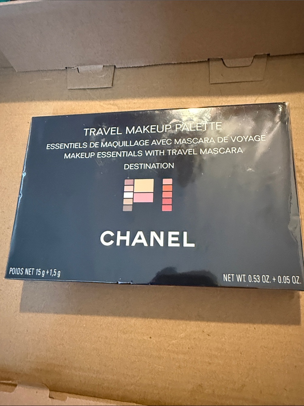 CHANEL Navy Travel Makeup Palette with Pink & Coral Accents